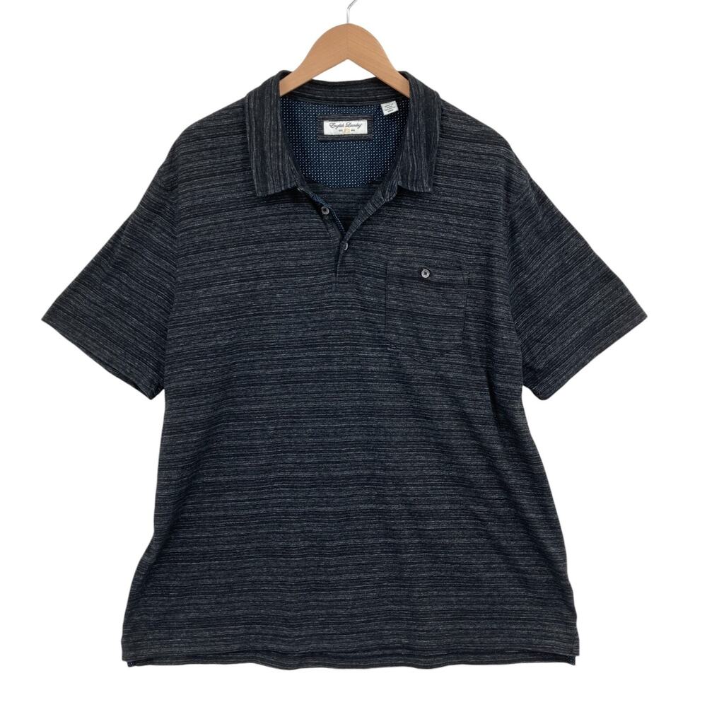 English Laundry Polo Shirt Mens 2XL Gray Heather Soft Hand Feel Short Sleeve